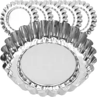 Kadax Muffinformes, set van 6 stuks eiercakevormen van zinkplaat, tarteletvormpjes, herbruikbare eiercakevormen, zilveren taartvormen (6 stuks)