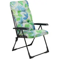 Kadax Tuinstoel met verstelbare rugleuning, relaxstoel van gepoedercoate stalen constructie, klapstoel met draagvermogen tot 110 kg, ligstoel met kussen (S rechthoekig, groen/blauw)