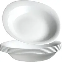 Kadax Soepbord soepkom van gehard glas vaatwasmachinebestendig pastabord witte slakom diepe borden voor soepen pasta salade (wit 23 cm/6 stuks )