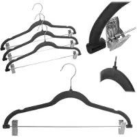 Kadax Aube flocked kledinghanger met clips, donkergrijs, 3 st.