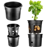 Kadax Aardappelteelt, driehoekige kunststof aardappelplantenbak, weerbestendig, antraciet, 40 cm