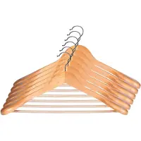 Kadax Kleerhangers van hout, voor kleding, overhemd, pak, broeken, rok, 360° draaibare haak van metaal, garderobehanger met antislip brug, kostuumhanger, jashanger (6)