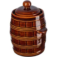 Hobby Hall Steengoed pan, dichte keramische pot met watergoot en deksel, vaatwasmachinebestendige steengoedpan, gaarpan van keramiek, inlegpan voor komkommers (bruin, 12 liter)