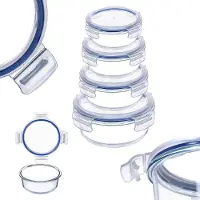 Kadax Hittebestendige glazen container met deksel, voedselcontainer van robuust glas, bewaarcontainer, vriescontainer, vershouddoos (rond set van 4)