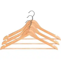 Kadax Kleerhanger met twee inkepingen van hout, garderobehanger voor kleding, overhemd, pak, broek, rok, 360° draaibare haak van metaal, ruimtebesparend, jashanger (3)