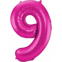 Folat Verjaardag Leeftijd folieballon - 9 jaar - roze - 86 cm - cijferballon groot