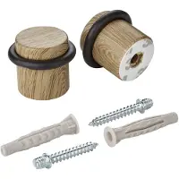 Sotech set van 2 deurstoppers STOPPER vloerbevestiging (Ø 36 mm, hoogte 32 mm, eiken decor) Deurstopper met rubberen buffer
