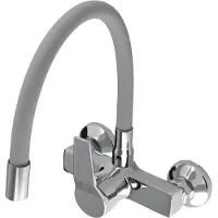 Kadax GOSPO Keukenkraan, chroomkraan in 3 kleuren, mengkraan met 360° rotatie, moderne spoelbakarmatuur voor keuken, kraan voor gootsteen (grijs, Ver 1)