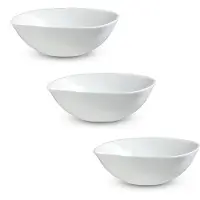 Kadax Witte glazen kom, slakom, set kom, vierkant, wit, magnetrongeschikte mueslikom, serveerschaal voor salades, soepen, voorgerechten, fruit (15 cm, 3 stuks)