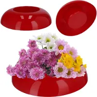 Kadax Ikebana Ikebana Kunststof vaas, bloempot, bloemenschaal, Japanse zonnebloemhouder voor zonnebloemen, Ikebana bloemenvaas, bloemstuk (diameter 12 cm, rond, rood)