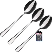 Kadax Lepels van roestvrij staal, set van 3, soeplepel, tafellepel, eetlepel, ovale lepel, eetlepel, roestvrijstalen lepel, vaatwasmachinebestendig (L: 19,5 cm, zilver)