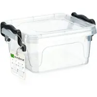 Kadax Opbergdoos met deksel, robuuste plastic container van kunststof, lunchbox, transparante vershouddoos, lunchbox met kliksluiting (0,35 l)