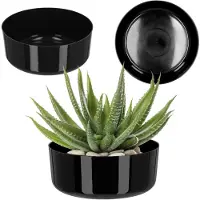 Kadax Bloemenschaal van kunststof, ronde schaal, plantenbak, plantenbak, kunststof schaal voor vensterbank, tafel, woonkamer, plantenbak, diameter 26 cm, zwart