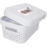 Curver Infinity Opbergdoos met Deksel – 4,5 Liter – Wit – Scandinavisch Design – Geperforeerd