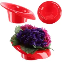 Kadax Ikebana Ikebana Kunststof vaas, bloempot, bloemenschaal, Japanse zonnebloemhouder voor zonnebloemen, Ikebana bloemenvaas, bloemstuk (diameter 11 cm, scheef rood)
