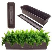 Kadax Wamat, set met onderzetter, met of zonder bloembakhouders, van kunststof, plantenbak, balustrade, bloempot (mokka, 60 cm)