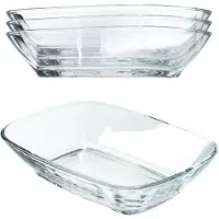 Kadax Glazen kom, 230 ml slakom van glas, vaatwasmachinebestendige fruitschaal, snackschaal voor maaltijden en feesten, glazen schaal voor het serveren van salade (14,3 x 10,5 cm, 4 stuks)