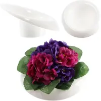 Kadax Ikebana Ikebana Kunststof vaas, bloempot, bloemenschaal, Japanse zonnebloemhouder voor zonnebloemen, Ikebana bloemenvaas, bloemstuk (diameter 11 cm, scheef wit)