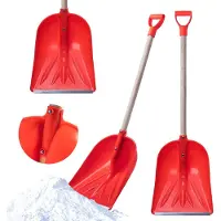 Kadax Sneeuwschep, schep met houten steel, sneeuwschuiver met ergonomische kunststof handgreep, sneeuwruimer met kunststof blad, sneeuwschep (W: 38 cm, oranje)