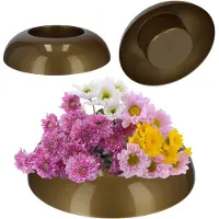 Kadax Ikebana Ikebana Kunststof vaas, bloempot, bloemenschaal, Japanse zonnebloemhouder voor zonnebloemen, Ikebana bloemenvaas, bloemstuk (diameter 12 cm, rond, goud)