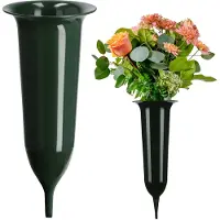 Kadax Grafvaas van Kunststof - Weerbestendige en Vorstbestendige Bloemenvaas voor Begraafplaats - Steekvaas met Grondpen voor Grafdecoratie (12 cm)