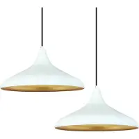 Bamyum Champion 2x Wit Hanglampen Metalen 2xE27 Fitting Ø 35 cm Pendellamp Voor Binnen Binnenkleur is Goud