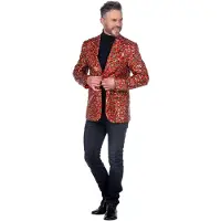 Coppens Pailletten blazer rood/groen | Maat Xxl |