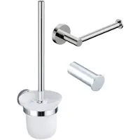 FortiFura Calvi Toiletset 3-delig - toiletrolhouder zonder klep - toiletborstel - handdoekhaak enkel rond - Chroom SW639924 SW639926 SW1211590