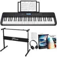 Finesse Keyboard Piano - Statief & Accessoires - 61 Keys - MIDI - Digitale Piano - Elektrische Piano - Kind - Zwart/Wit