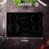 Arebos kookplaat van glaskeramiek autarkische kookplaat 5 kookzones 77cm 8700W