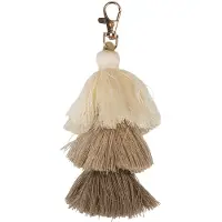 Clayre & Eef Sleutelhanger 4x4x13 cm Beige Synthetisch
