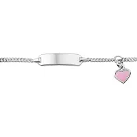 The Jewelry Collection Zilver Gerhodineerde Graveerarmband hart plaat 5 mm 11- 13 cm 1329664 13 cm