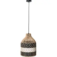 Beliani TURABO - Hanglamp - Zwart/Wit - Rotan