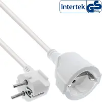 InLine CEE 7/7 (haaks) - CEE 7/3 (recht) stroom verlengkabel | 3x 1,50mm | wit | 15 meter
