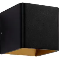 Artdelight Vierkante wandlamp Fulda zwart met goud