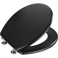 Wenko WC bril Prima - mat zwart MDF - FSC hout - RVS scharnieren - Toiletbril - Toiletzitting - WC Bril zwart mat