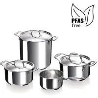 Beka Chef 4(7)-delige Set – Roestvrijstalen pannenset 16/20/24/24 cm