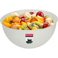 Kadax Kom van kunststof, slakom, stapelbare mengkom, plastic kom, keukenkom, ronde serveerschaal voor keuken, salade, deeg, vaatwasmachinebestendig (3 l, crème)
