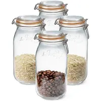 Le Parfait Voorraad/weckpot - 5x stuks - glas - transparant - 25,2 x 8,5 cm - 2 L