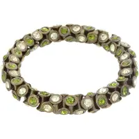Behave – armband – olijfgroen lichtgeel – antiek goudkleurig – elastisch – kristallen – nikkelvrij