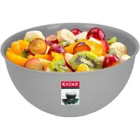 Kadax Kom van kunststof, slakom, stapelbare mengkom, plastic kom, keukenkom, ronde serveerschaal voor keuken, salade, deeg, vaatwasmachinebestendig (2 l, grijs)