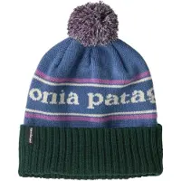 Patagonia - Mutsen - Powder Town Beanie Park Stripe: Barnacle Blue voor Unisex van Gerecycled Polyester - Blauw