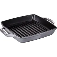 Staub grillpan 23cm vierkant, grijs