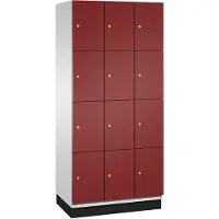 C+P Cambio lockerkast, 3 vakken, 12 vakken, met plint, B 900 x D 525 x H 1980 mm, lichtgrijs/ruinrood