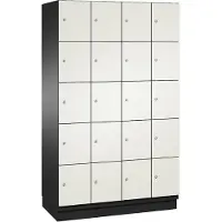 C+P Cambio lockerkast, 4 vakken, 20 vakken, met plint, B 1200 x D 525 x H 1980 mm, zwart-grijs/wit