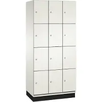 C+P Cambio lockerkast, 3 vakken, 12 vakken, met plint, B 900 x D 525 x H 1980 mm, verkeerswit