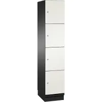 C+P Cambio lockerkast, 1 vak, 4 vakken, met plint, B 400 x D 525 x H 1980 mm, zwart-grijs/wit