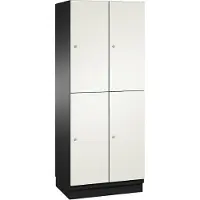C+P Double-tier locker Cambio, 2 vakken, 4 legborden, met plint, B 800 x D 525 x H 1980 mm, zwart-grijs/wit