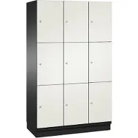 C+P Cambio lockerkast, 3 vakken, 9 vakken, met plint, B 1200 x D 525 x H 1980 mm, zwart-grijs/wit