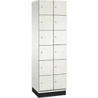C+P Cambio lockerkast, 2 vakken, 12 vakken, met plint, B 600 x D 525 x H 1980 mm, verkeerswit/wit